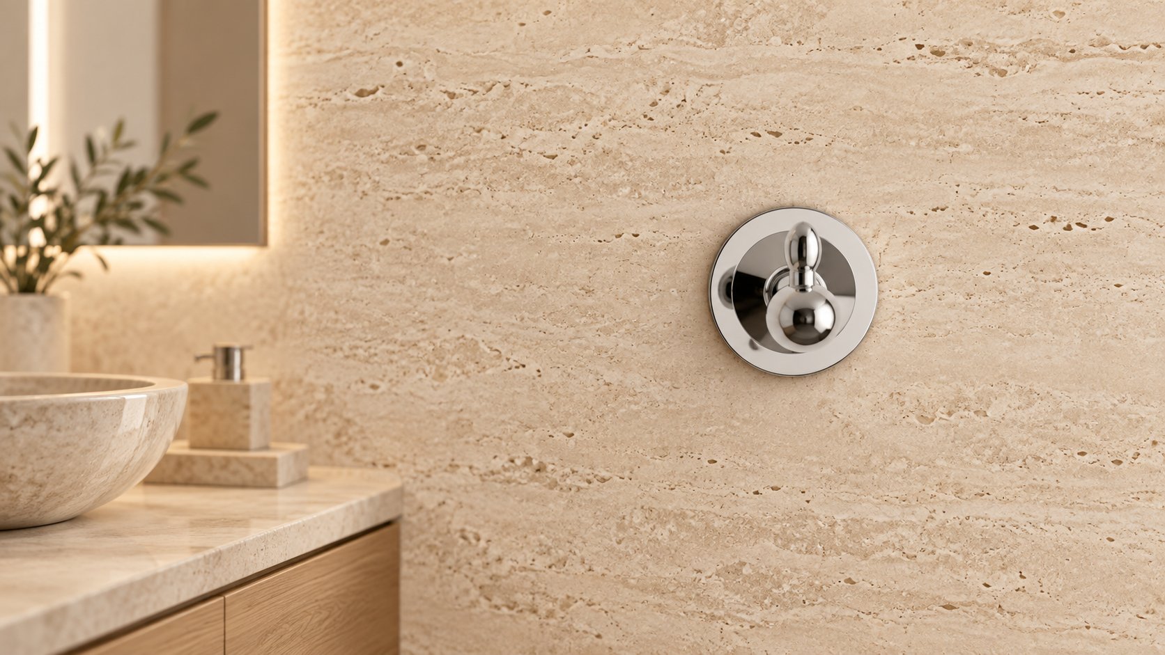 Retro bathroom accessory series in a hotel bathroom
